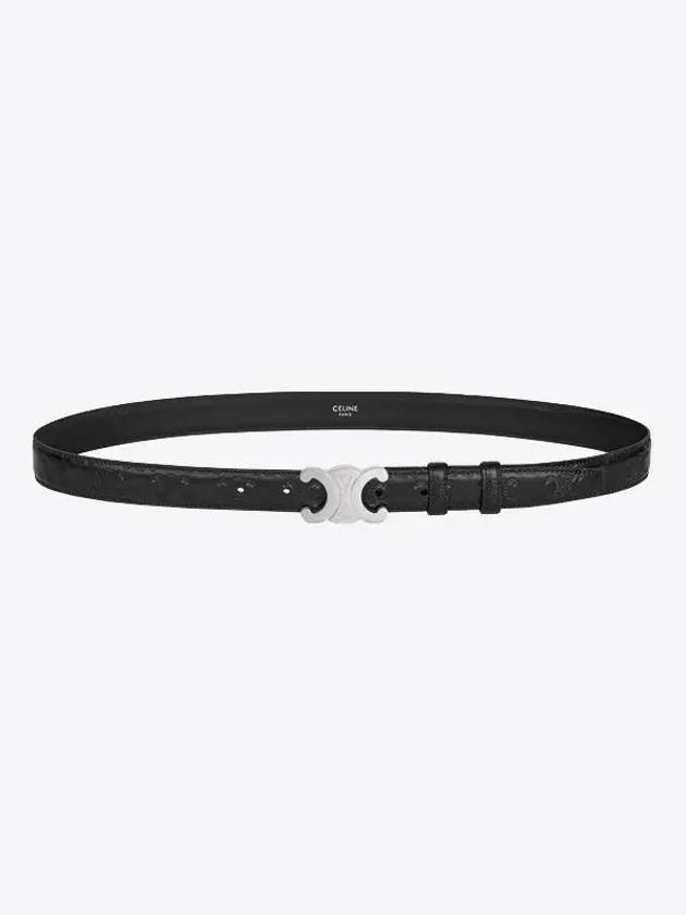 CELINE Triomphe Buckle Leather Belt Black