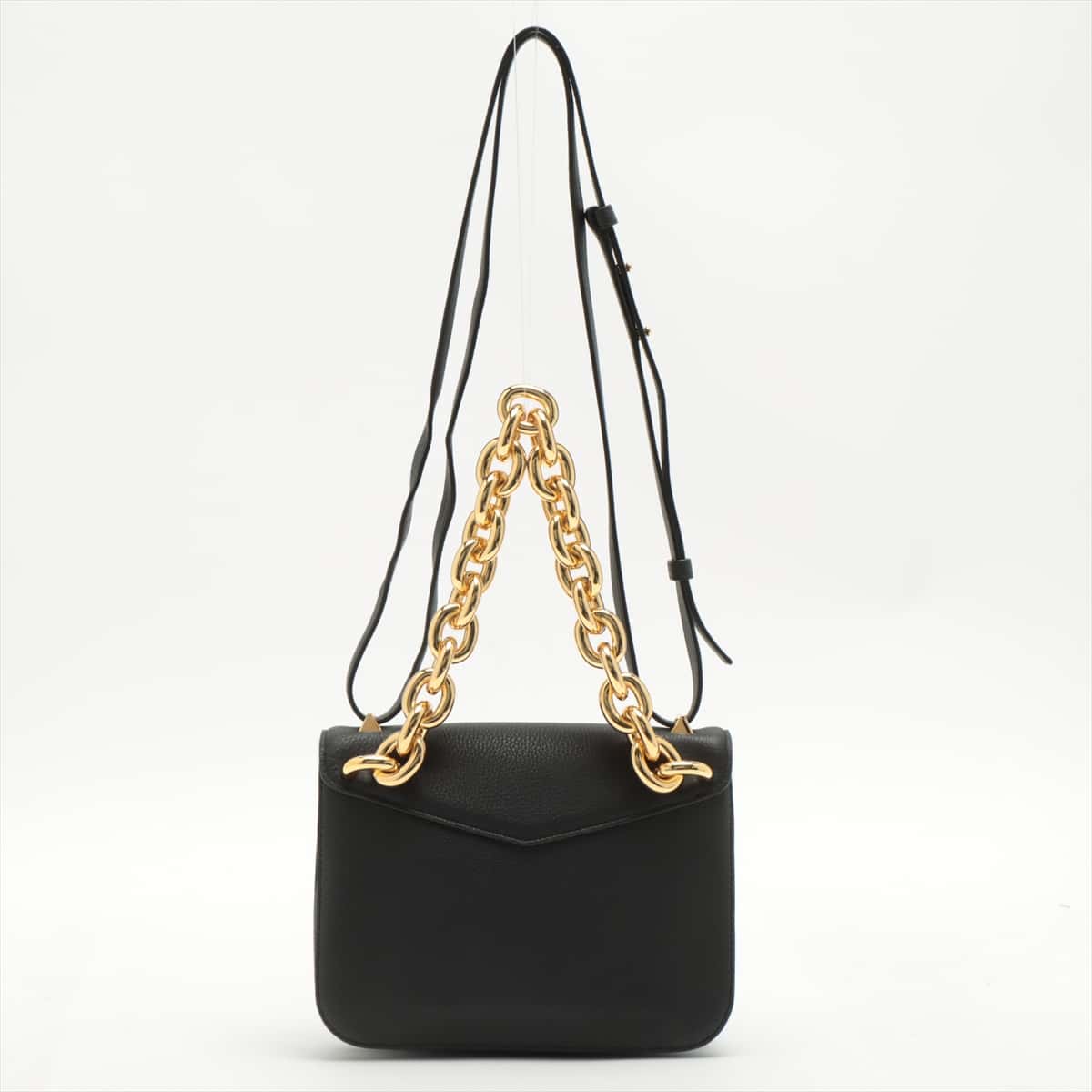 Bottega Veneta Mountain Leather Shoulder Bag Black