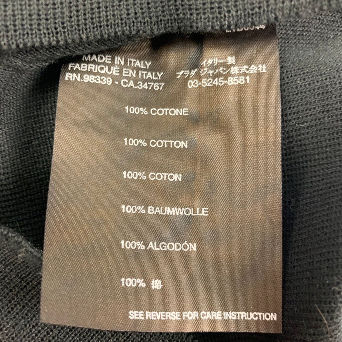 PRADA Size 4 Black Cotton Short Sleeve Blouse