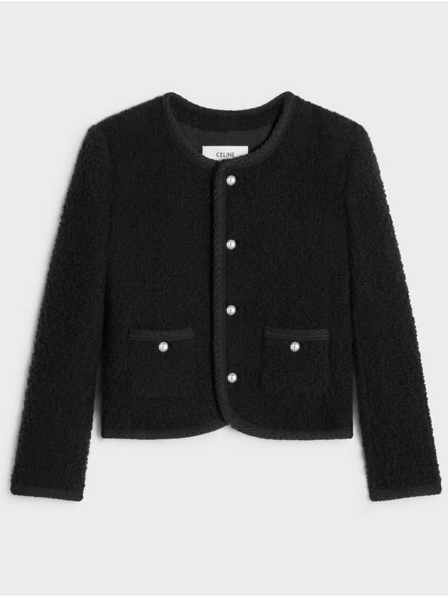 CELINE Chelsea Cashmere Bouclette Natté Jacket Black