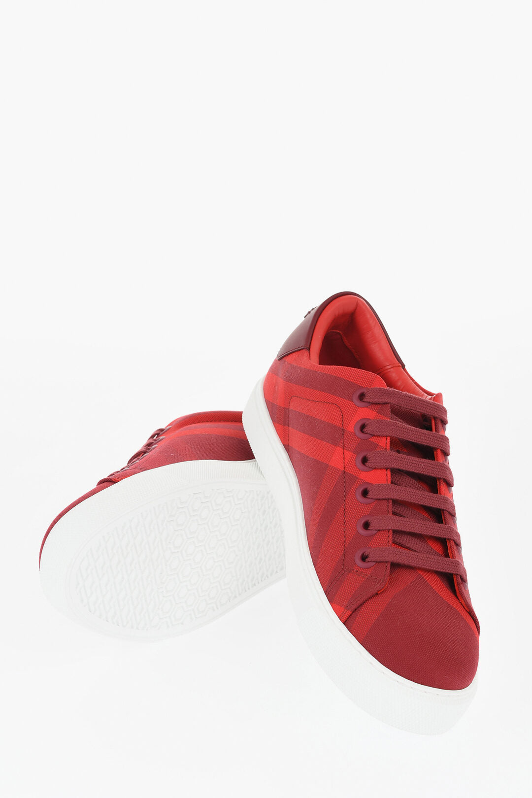 Burberry Checked Cotton Low-Top Sneakers With Contrast Sole