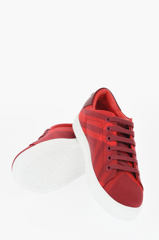 Burberry Checked Cotton Low-Top Sneakers With Contrast Sole