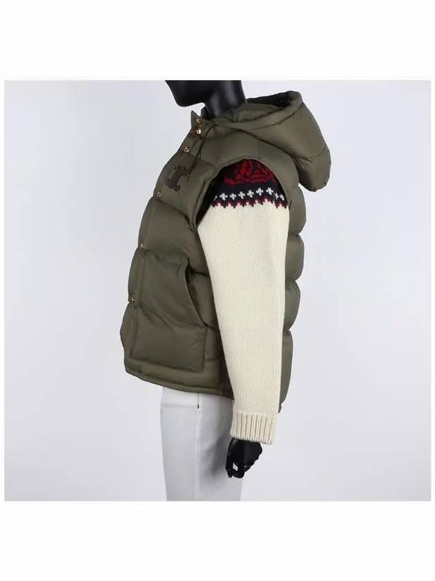 CELINE Triomphe Patch Hooded Down Vest Light Khaki