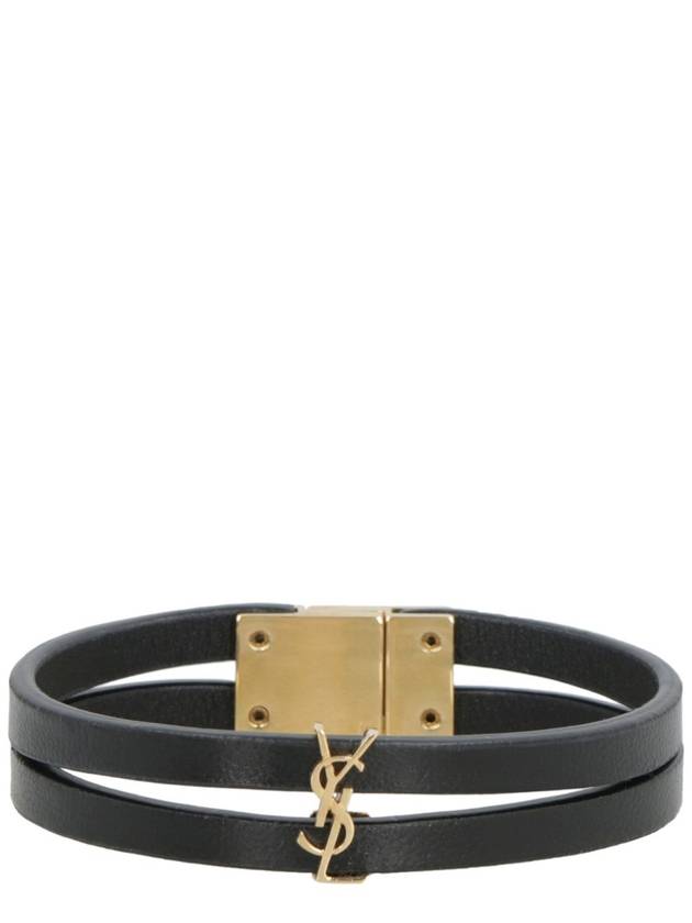 Saint Laurent Cassandre Double Strand Bracelet Black