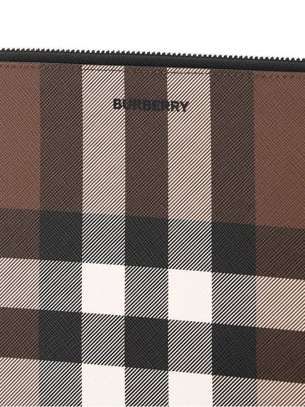 Burberry Check E Canvas Zipper Strap Clutch Bag