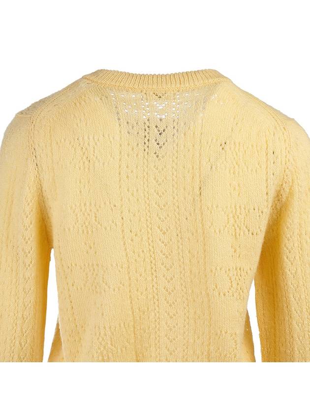 CELINE All Over Triomphe Shetland Pointelle Cardigan Yellow