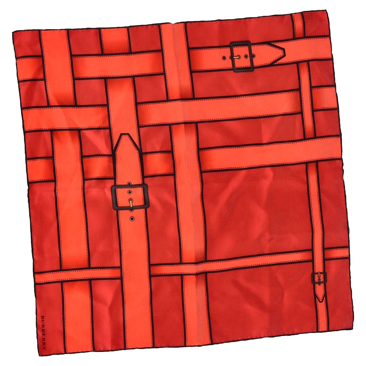 Burberry Buckle Print Scarf in Red Silk