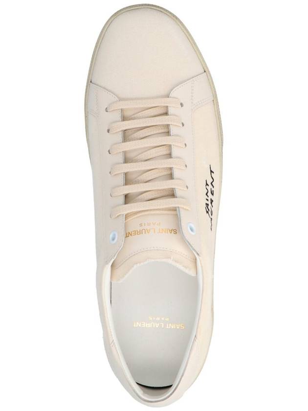 Saint Laurent Court Classic SL/06 Embroidered Sneakers In Canvas And Leather Cream