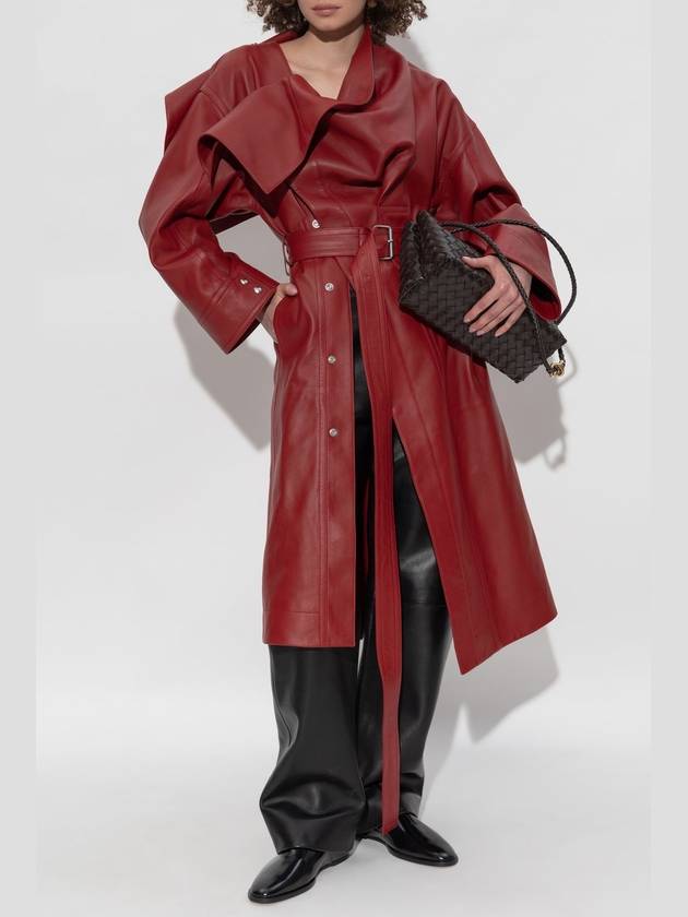Bottega Veneta Bottega Veneta Leather Coat, Women's, Burgundy
