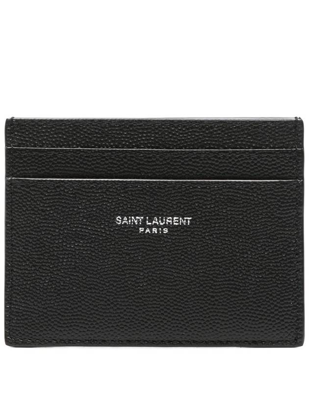 Saint Laurent Embossed Leather Card Wallet Black