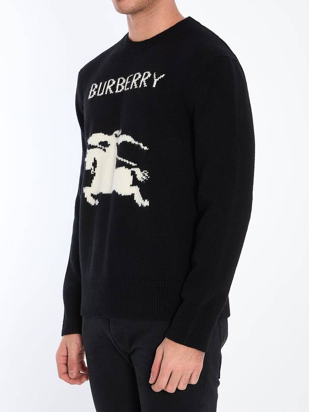 Burberry EKD Crew Neck Wool Cashmere Knit Top Black