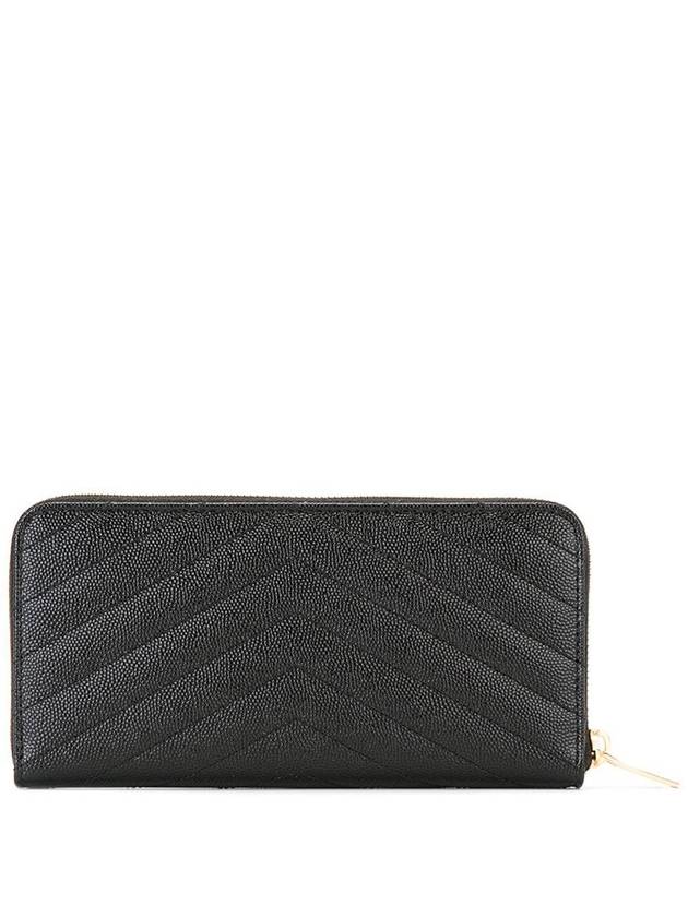 Saint Laurent Matelasse Monogram Zipper Around Long Wallet Black