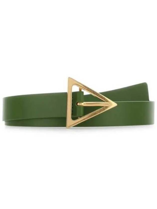Bottega Veneta Triangle Buckle Leather Belt Green