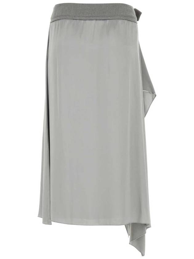 Fendi Satin Midi A-Line Skirt Grey