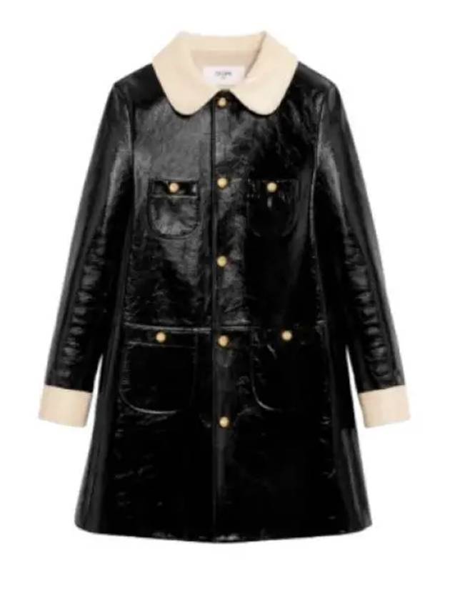 CELINE Babydoll Leather Single Coat Black
