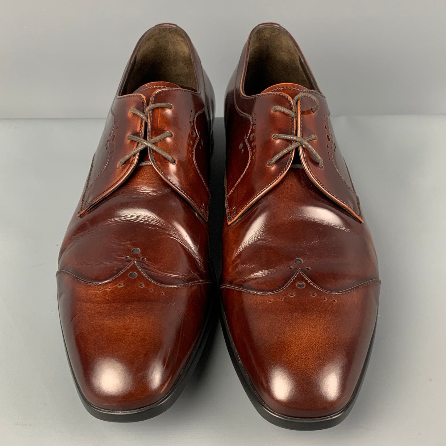 PRADA Size 10 Brown Antique Leather Lace Up Shoes