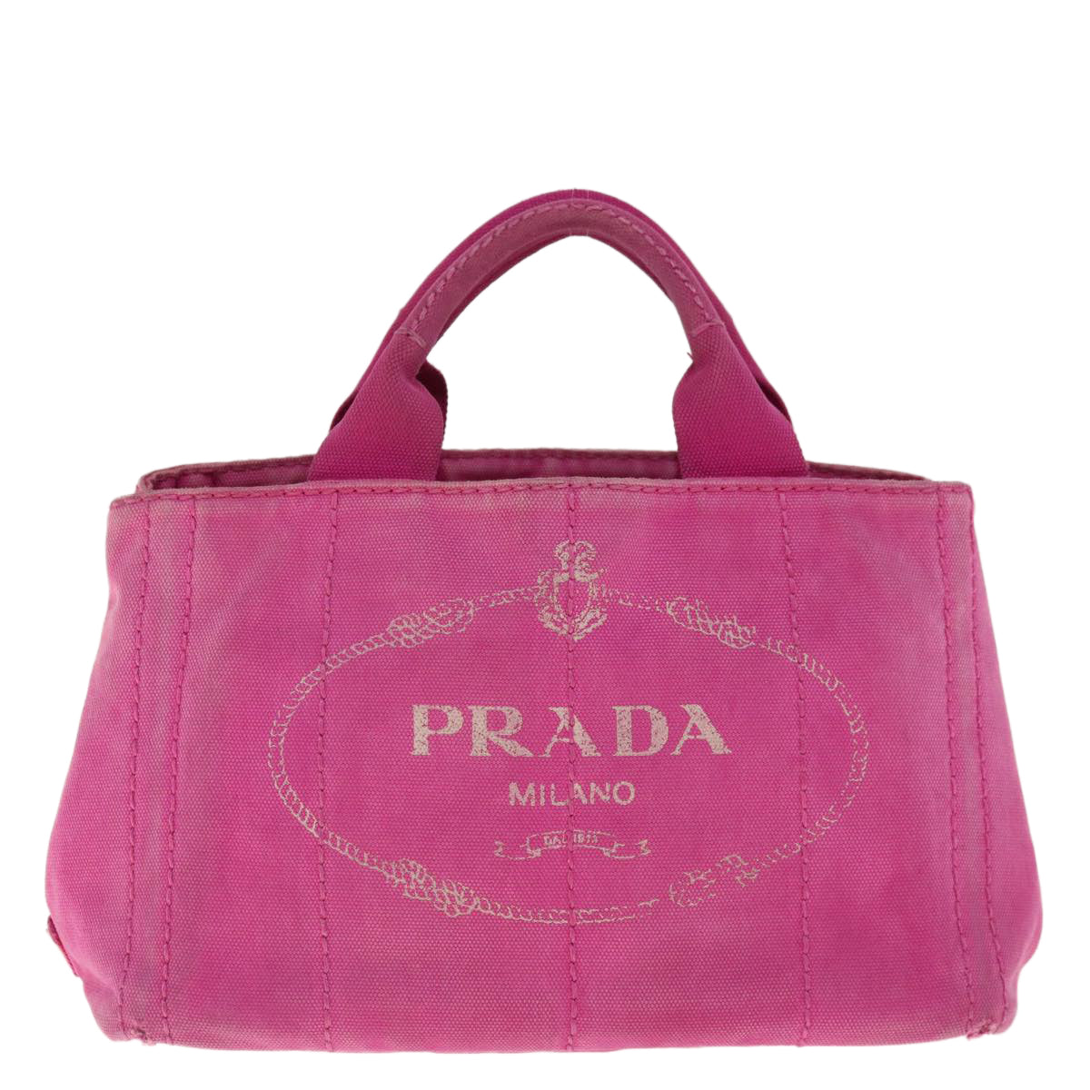 PRADA Canapa PM Hand Bag Canvas Pink fm3153