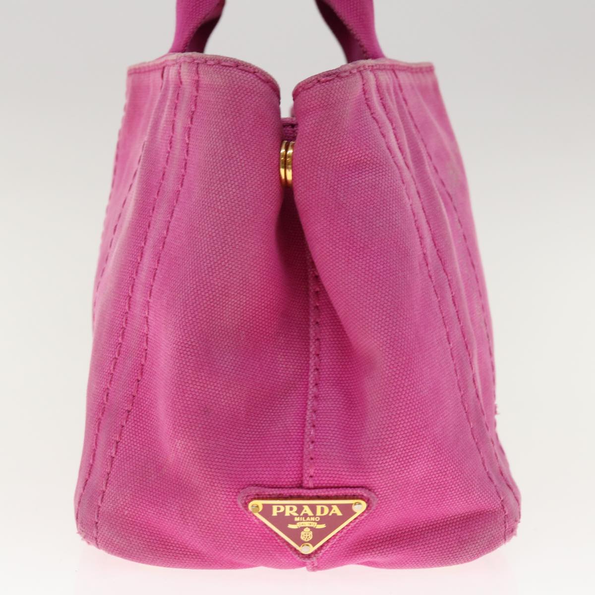 PRADA Canapa PM Hand Bag Canvas Pink fm3153
