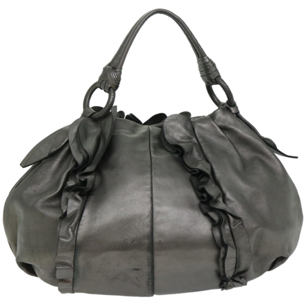 PRADA Shoulder Bag Leather Silver  fm3197