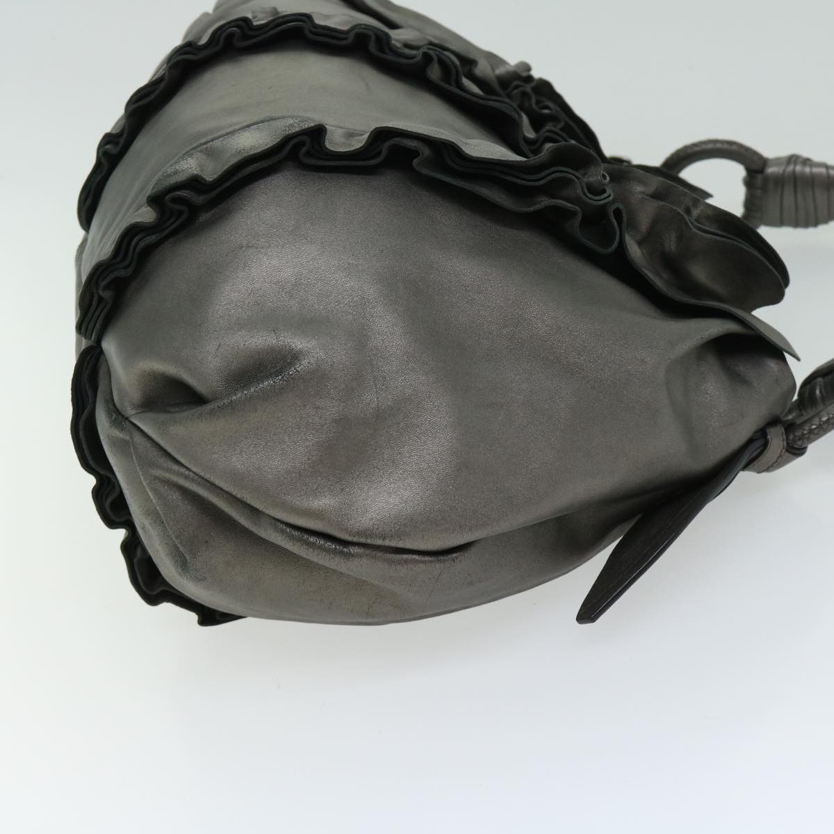 PRADA Shoulder Bag Leather Silver  fm3197
