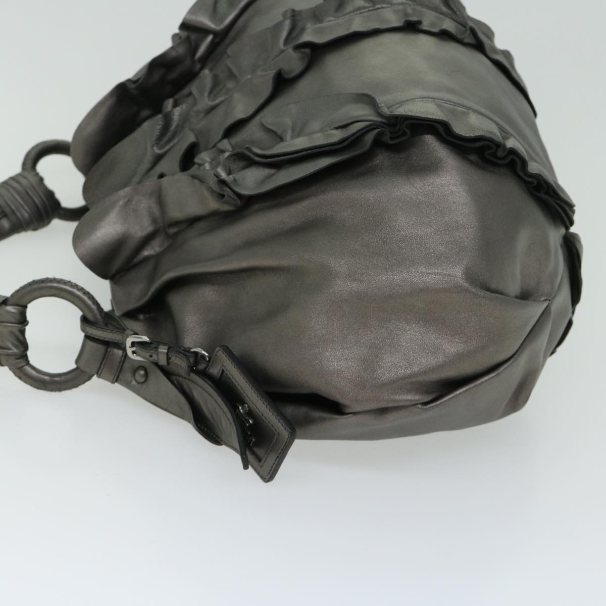 PRADA Shoulder Bag Leather Silver  fm3197