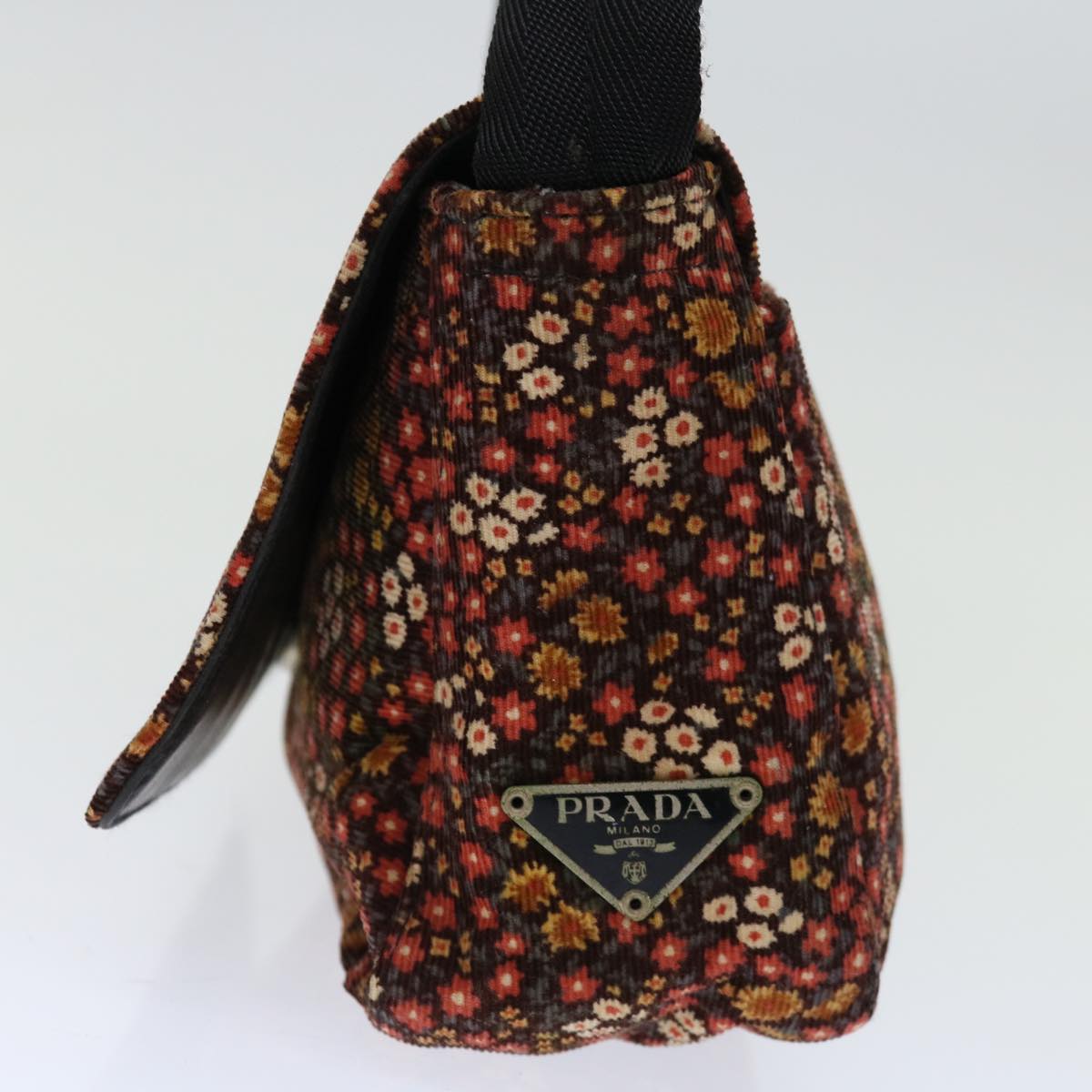 PRADA Flower Hand Bag Suede Orange  fm3216