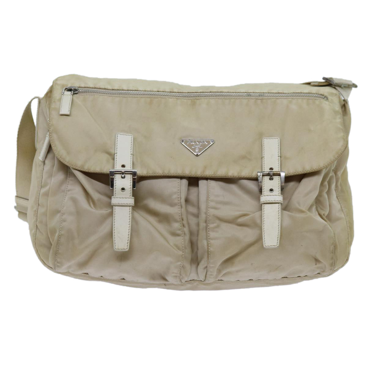 PRADA Shoulder Bag Nylon Beige fm3366