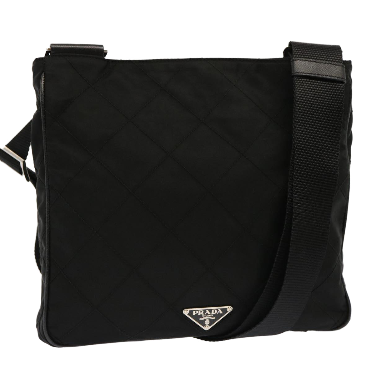 PRADA Quilted Shoulder Bag Nylon Black fm3367