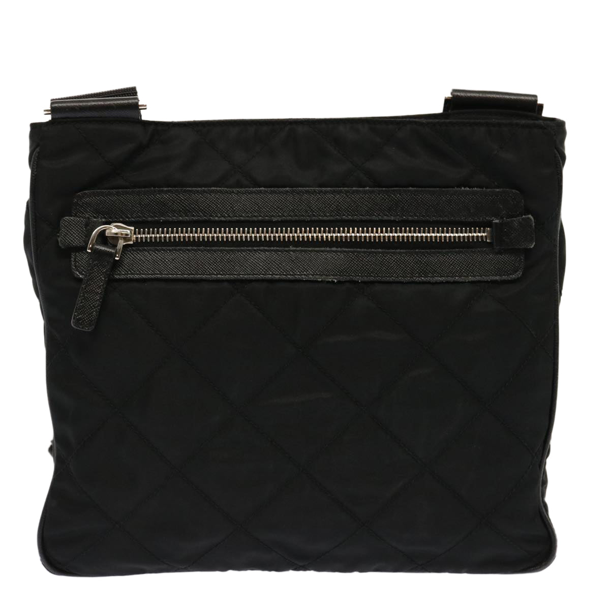 PRADA Quilted Shoulder Bag Nylon Black fm3367