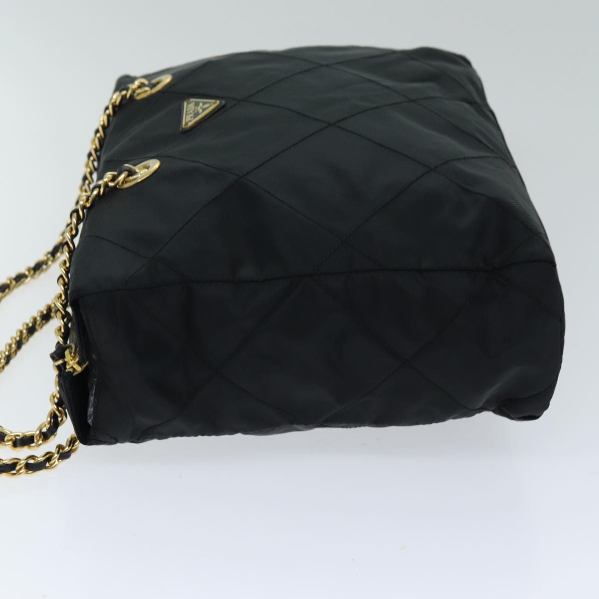 PRADA Chain Shoulder Bag Nylon Black fm3521