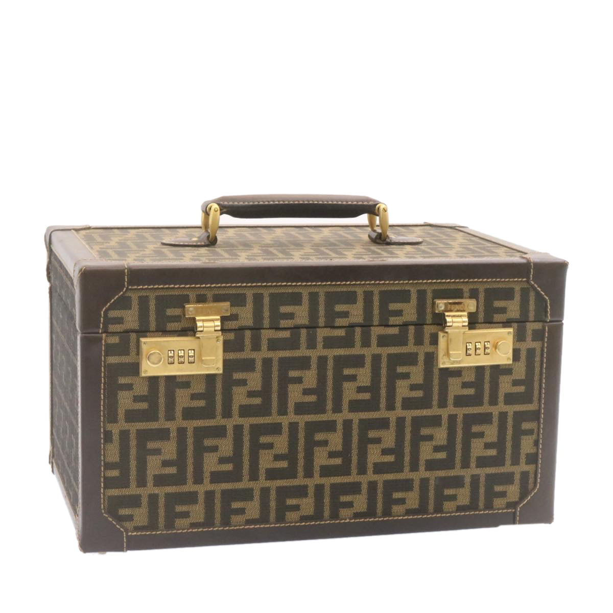 FENDI Zucca Canvas Vanity box Hand Bag Brown fm664A