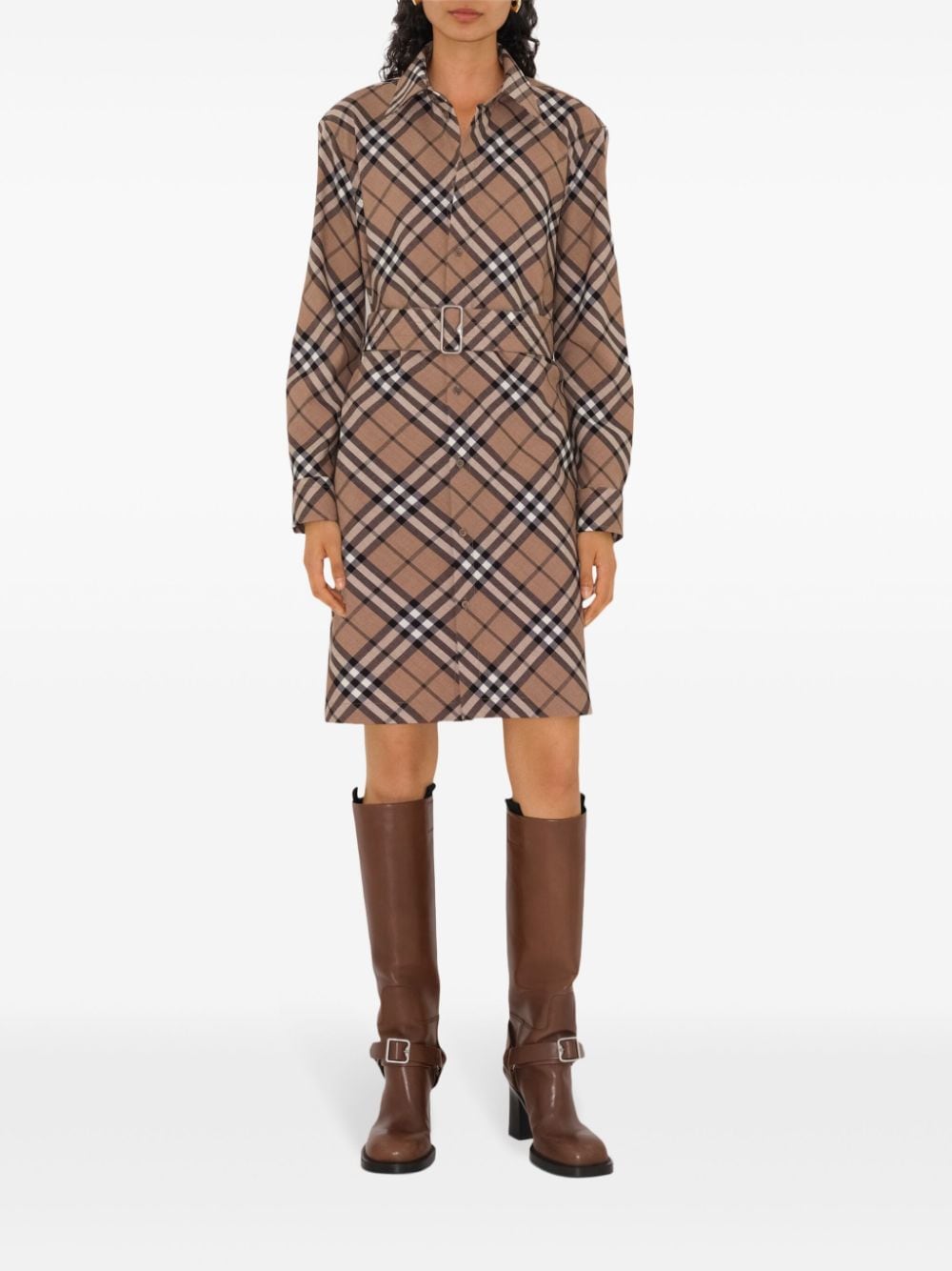 Burberry Women Check Wool Blend Chemisier Dress