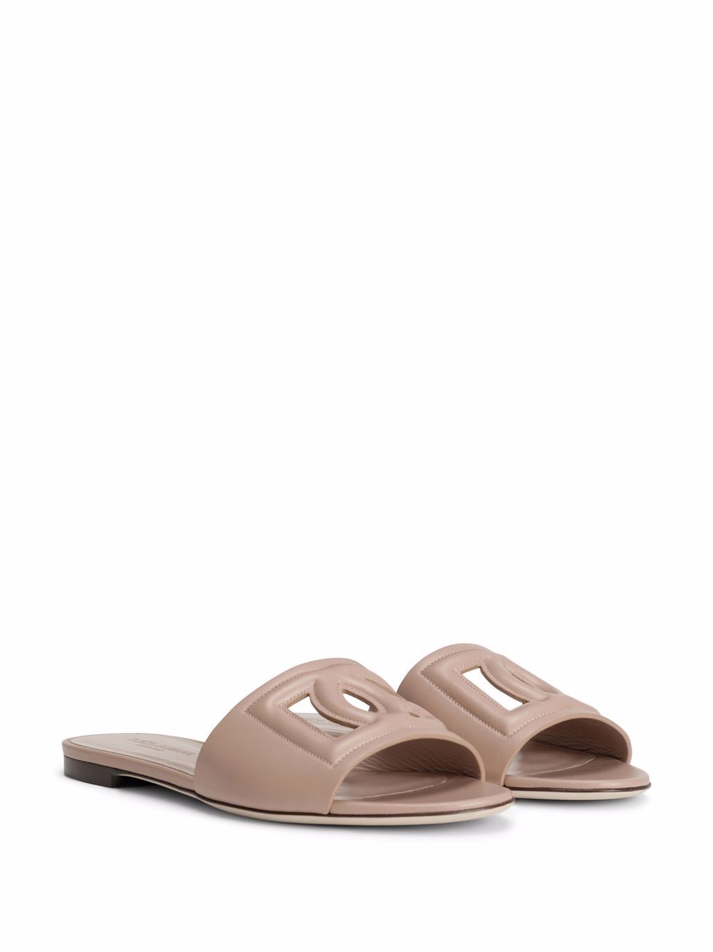 Dolce & Gabbana Women Dg Logo Leather Flat Sandals