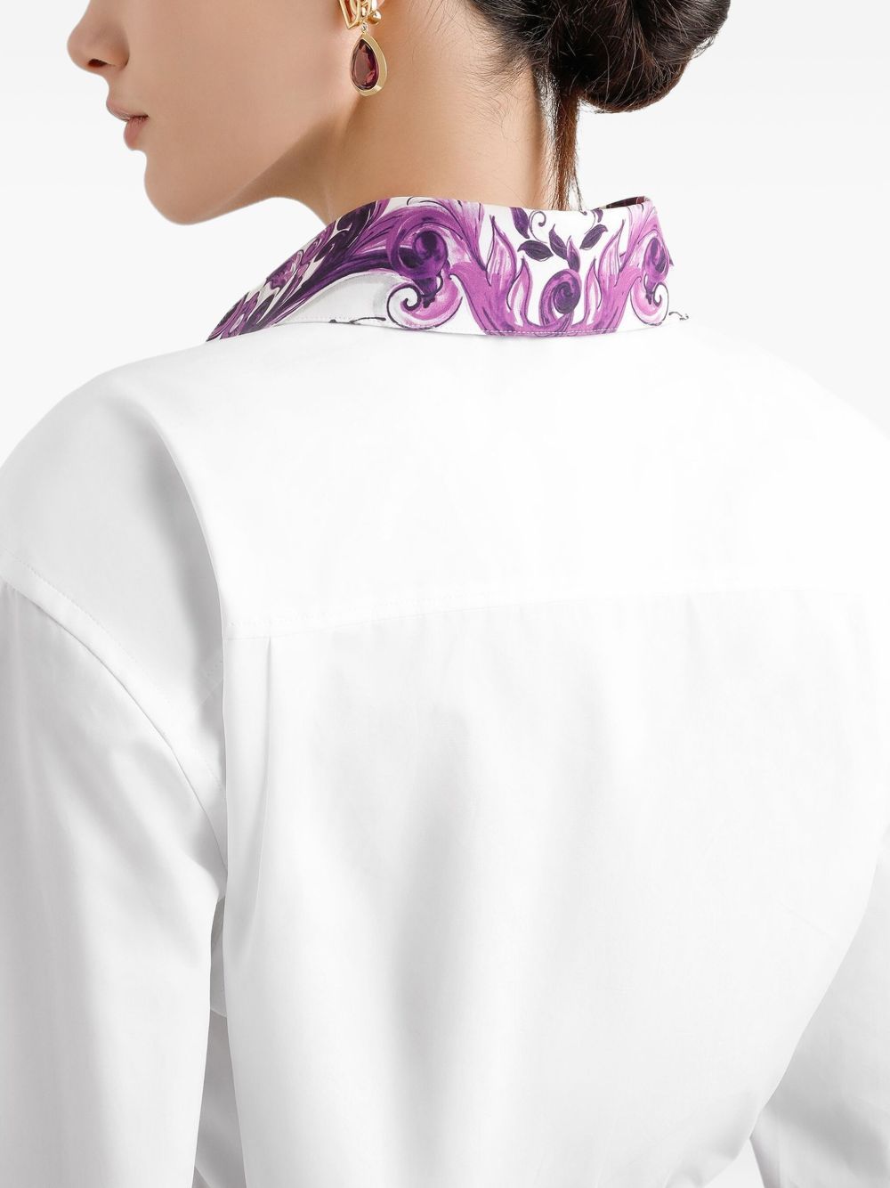 Dolce & Gabbana Women Cotton Shirt With Maiolica Print Details
