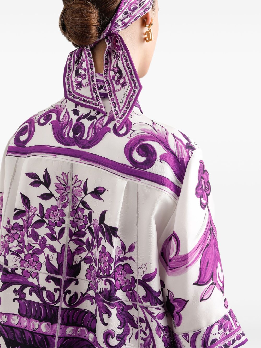 Dolce & Gabbana Women Silk Shirt With Maiolica Print