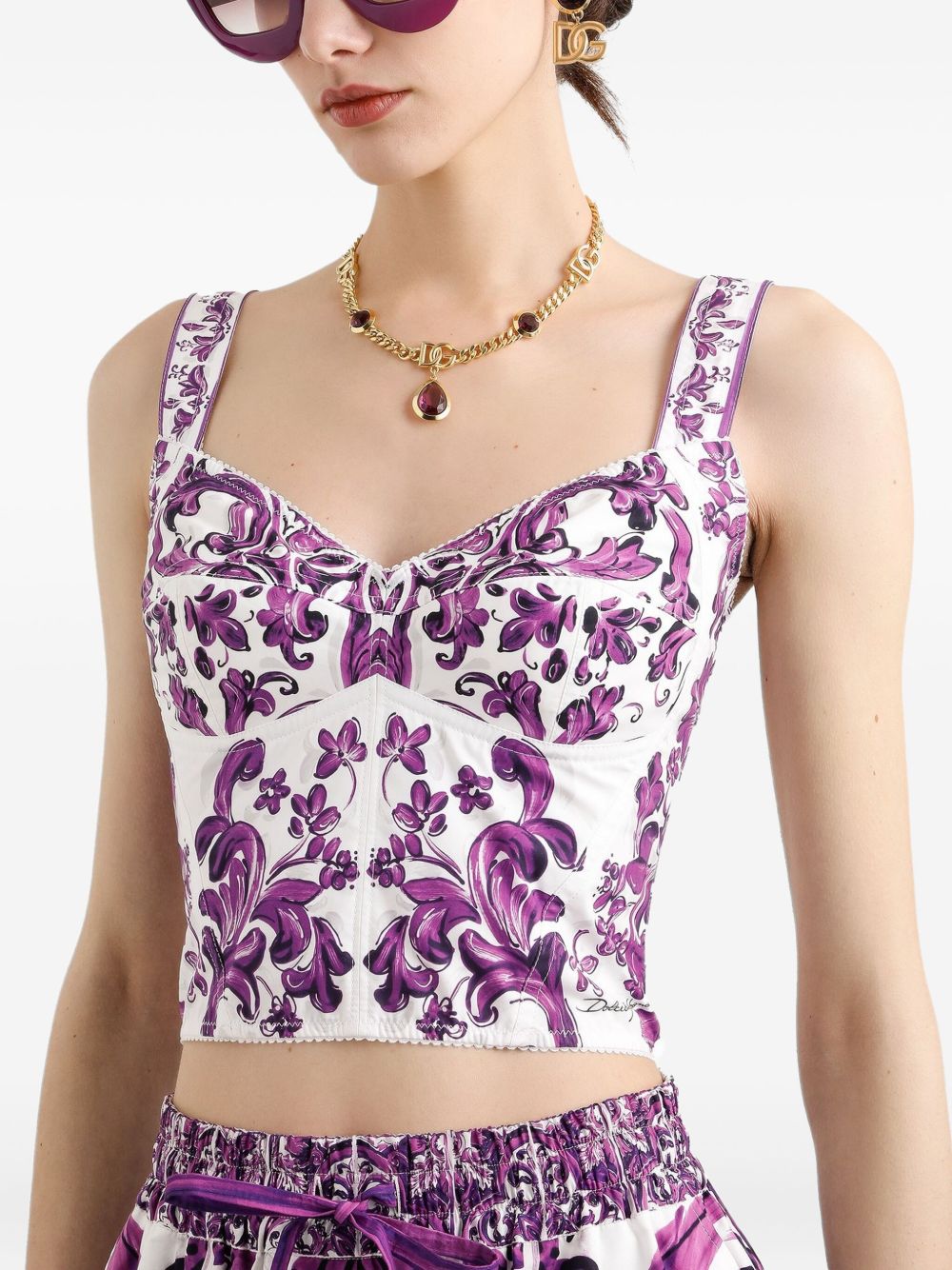 Dolce & Gabbana Women Maiolica Print Bustier Top