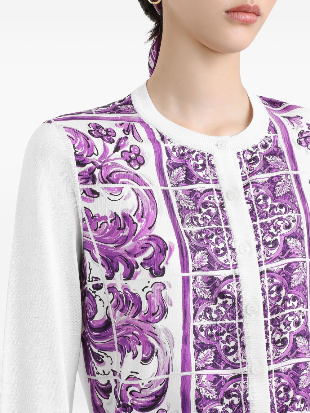 Dolce & Gabbana Women Maiolica Print Silk Cardigan
