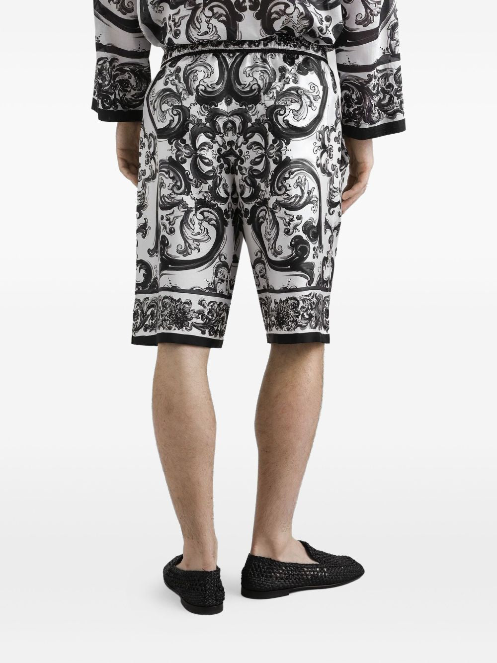 Dolce & Gabbana Men Maiolica Print Silk Shorts