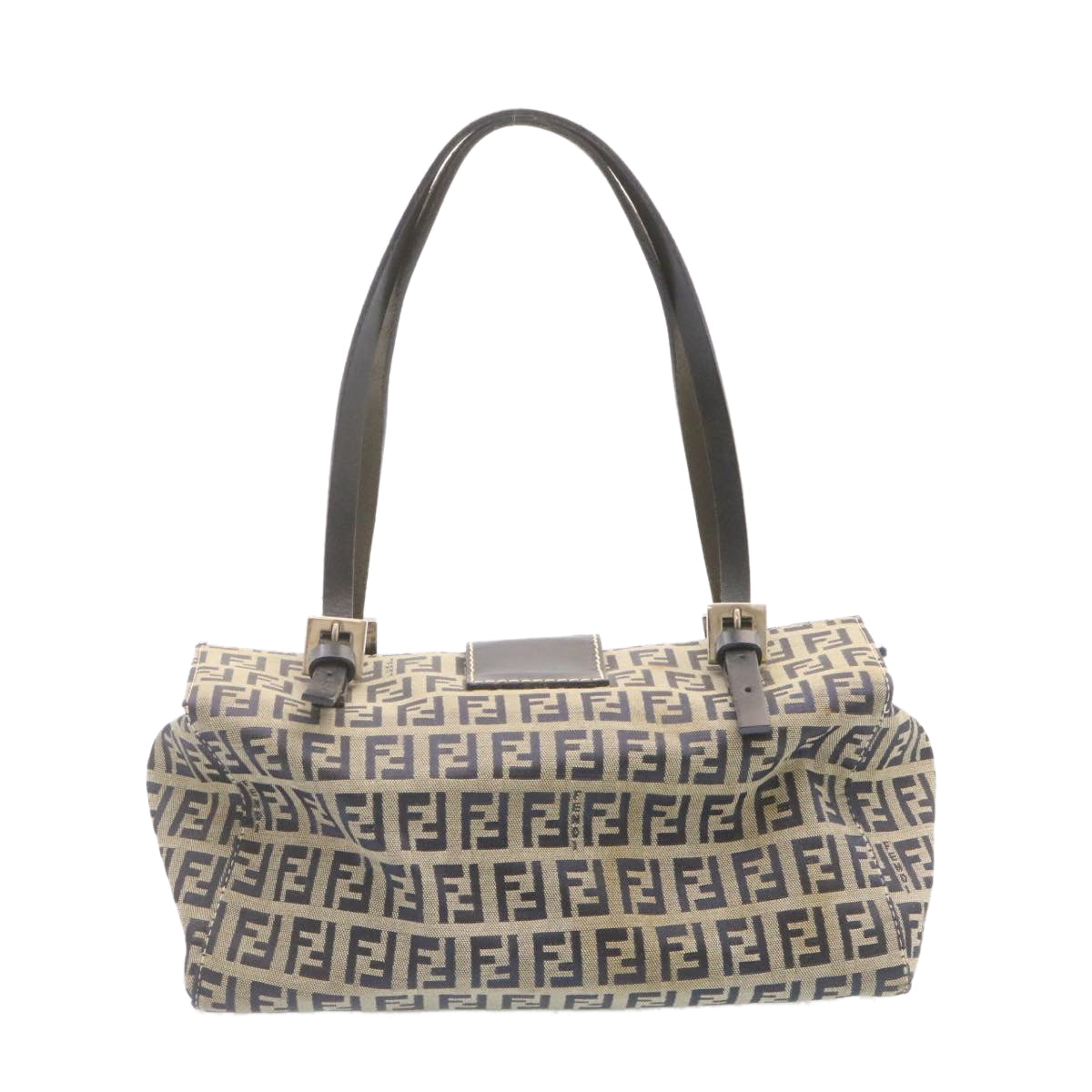 FENDI Zucchino Canvas Hand Bag Blue Navy Auth am1197g