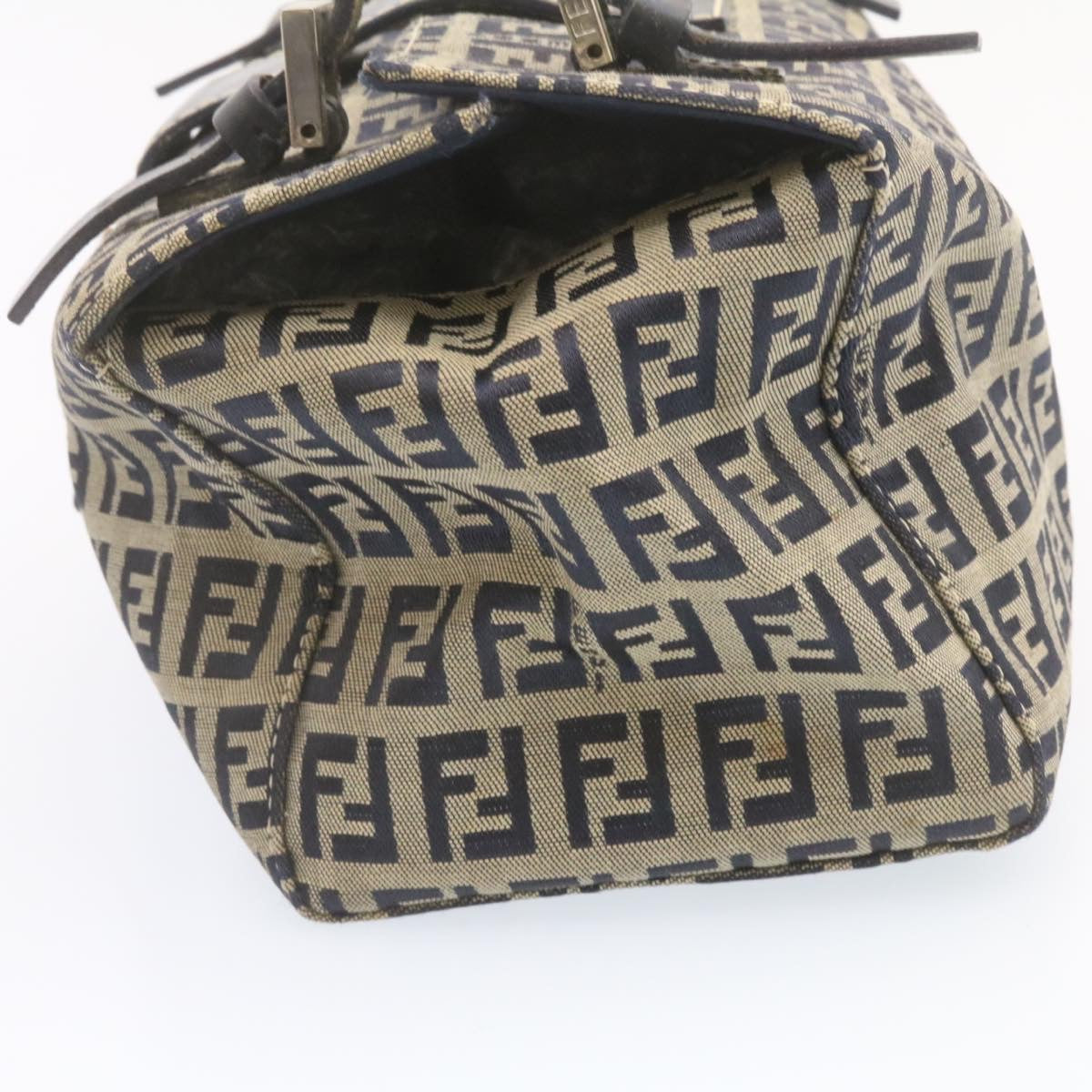 FENDI Zucchino Canvas Hand Bag Blue Navy Auth am1197g