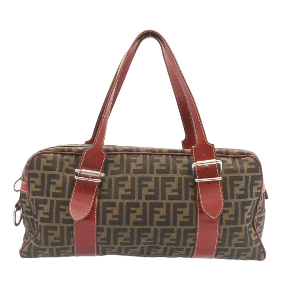 FENDI Zucca Canvas Boston Bag Brown Red am1732g