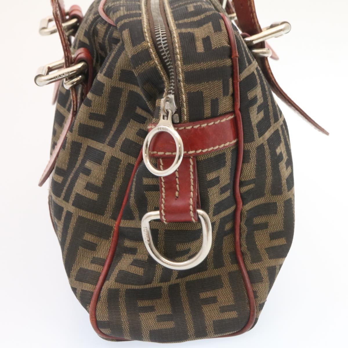 FENDI Zucca Canvas Boston Bag Brown Red am1732g