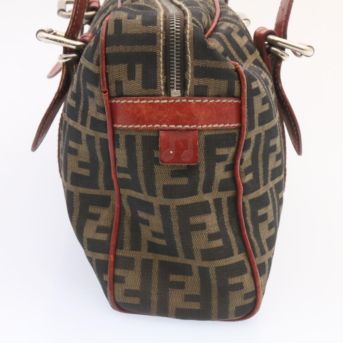FENDI Zucca Canvas Boston Bag Brown Red am1732g