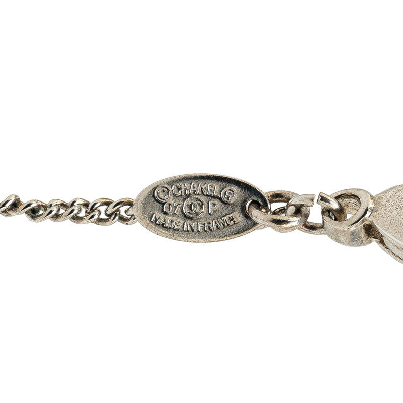 Chanel Camellia Necklace Silver Black Metal