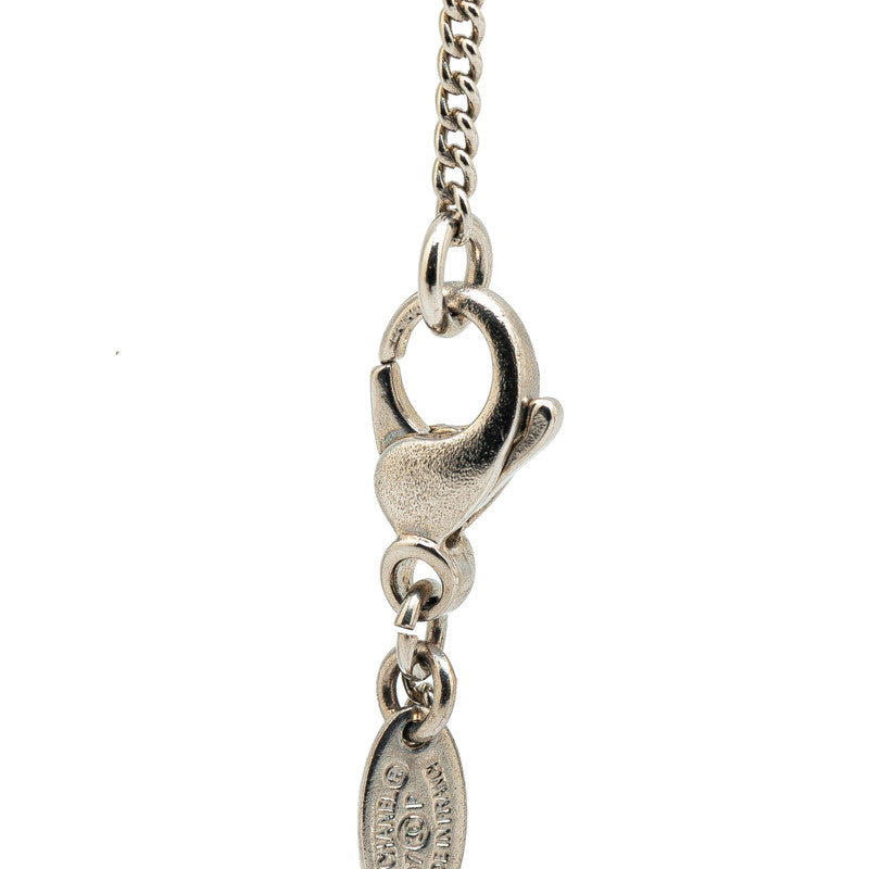 Chanel Camellia Necklace Silver Black Metal