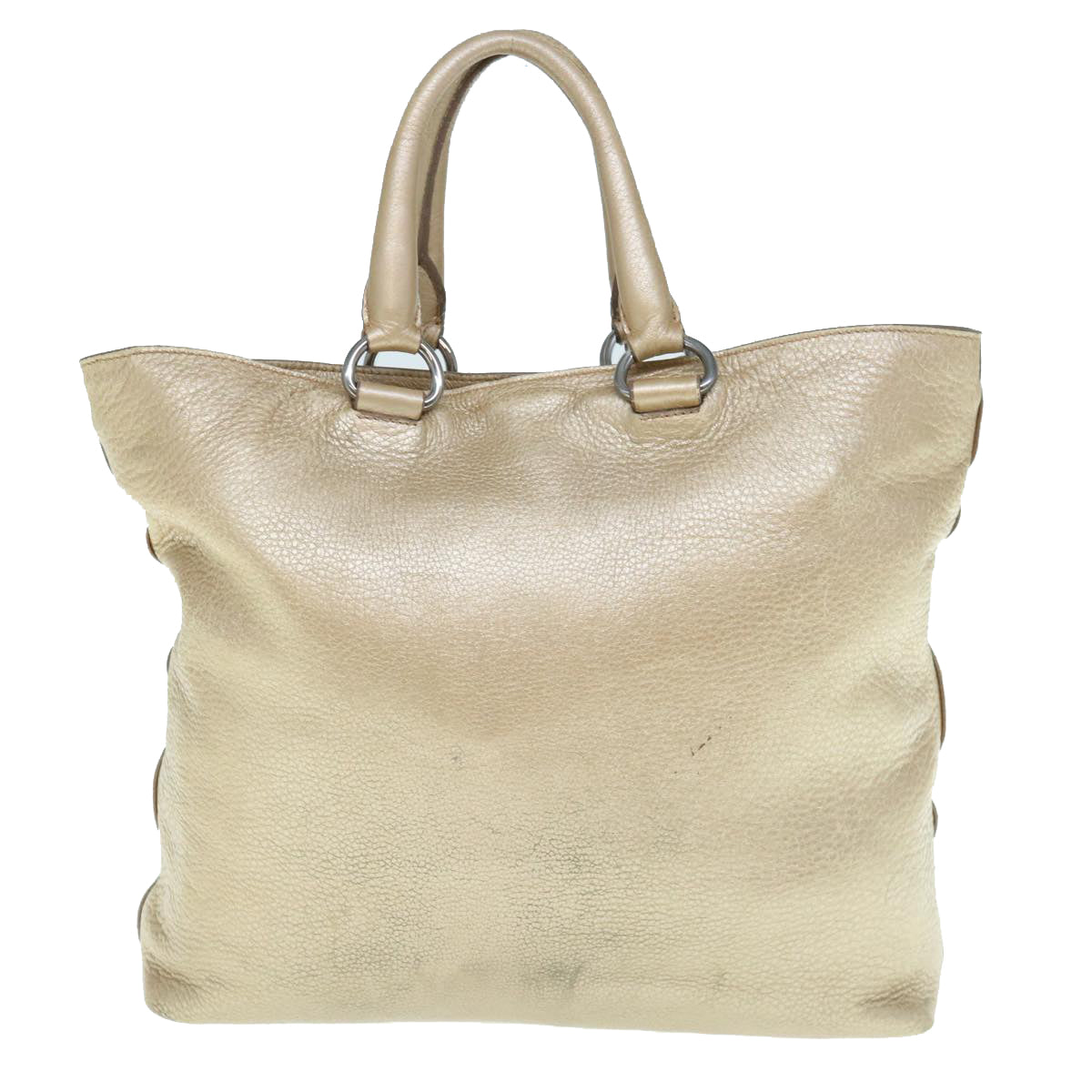 PRADA Hand Bag Leather Gold Tone hk1024