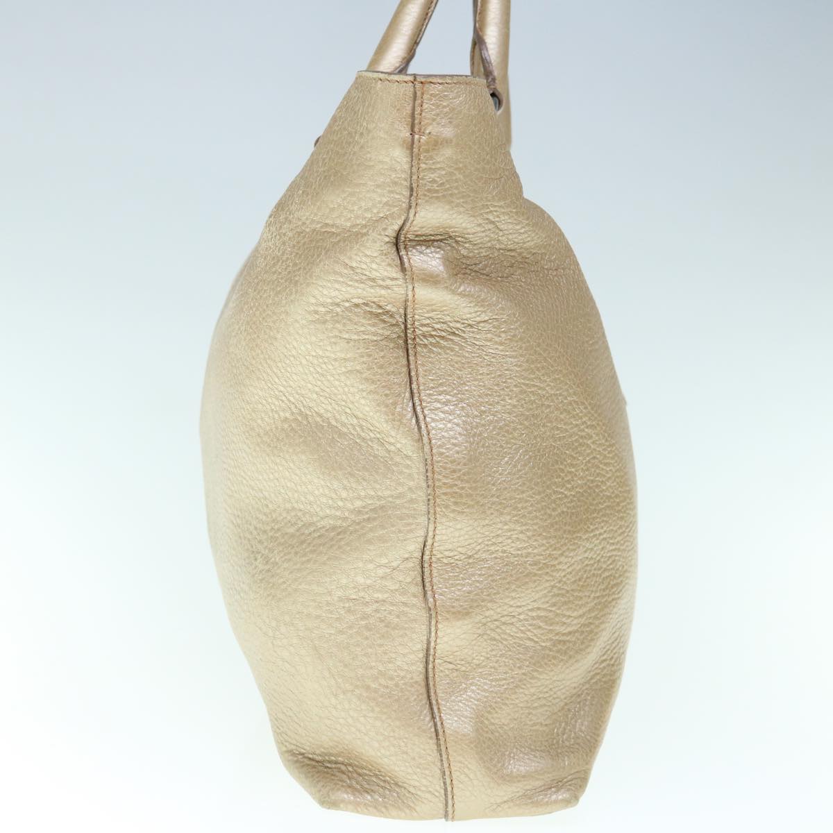 PRADA Hand Bag Leather Gold Tone hk1024