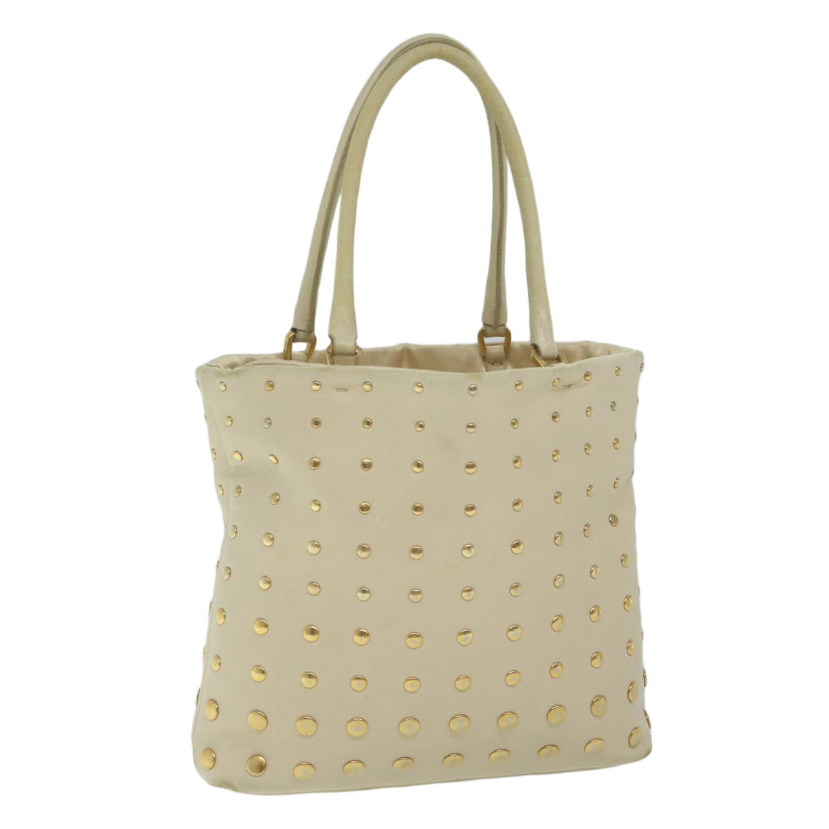 PRADA Hand Bag Leather Beige hk1025