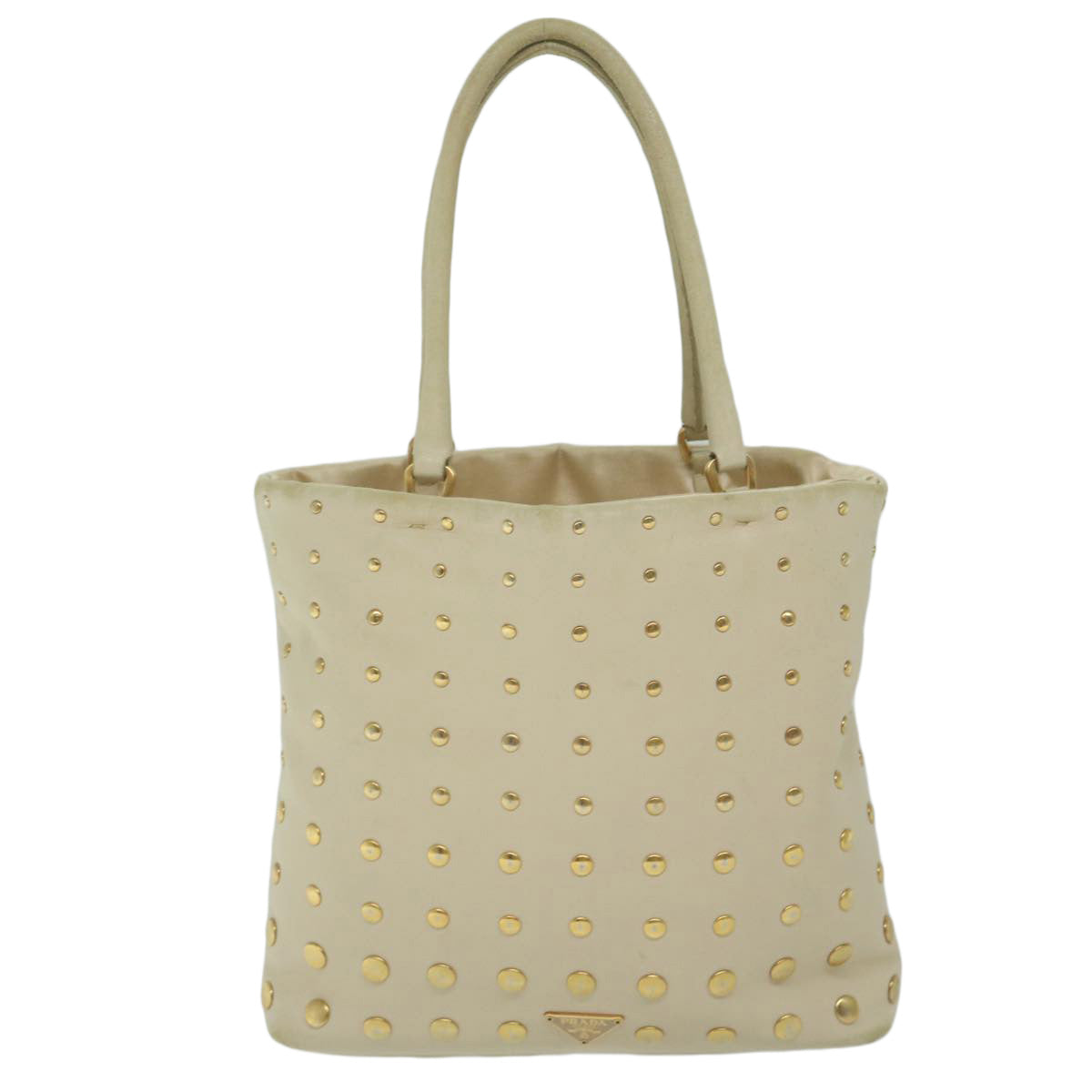 PRADA Hand Bag Leather Beige hk1025