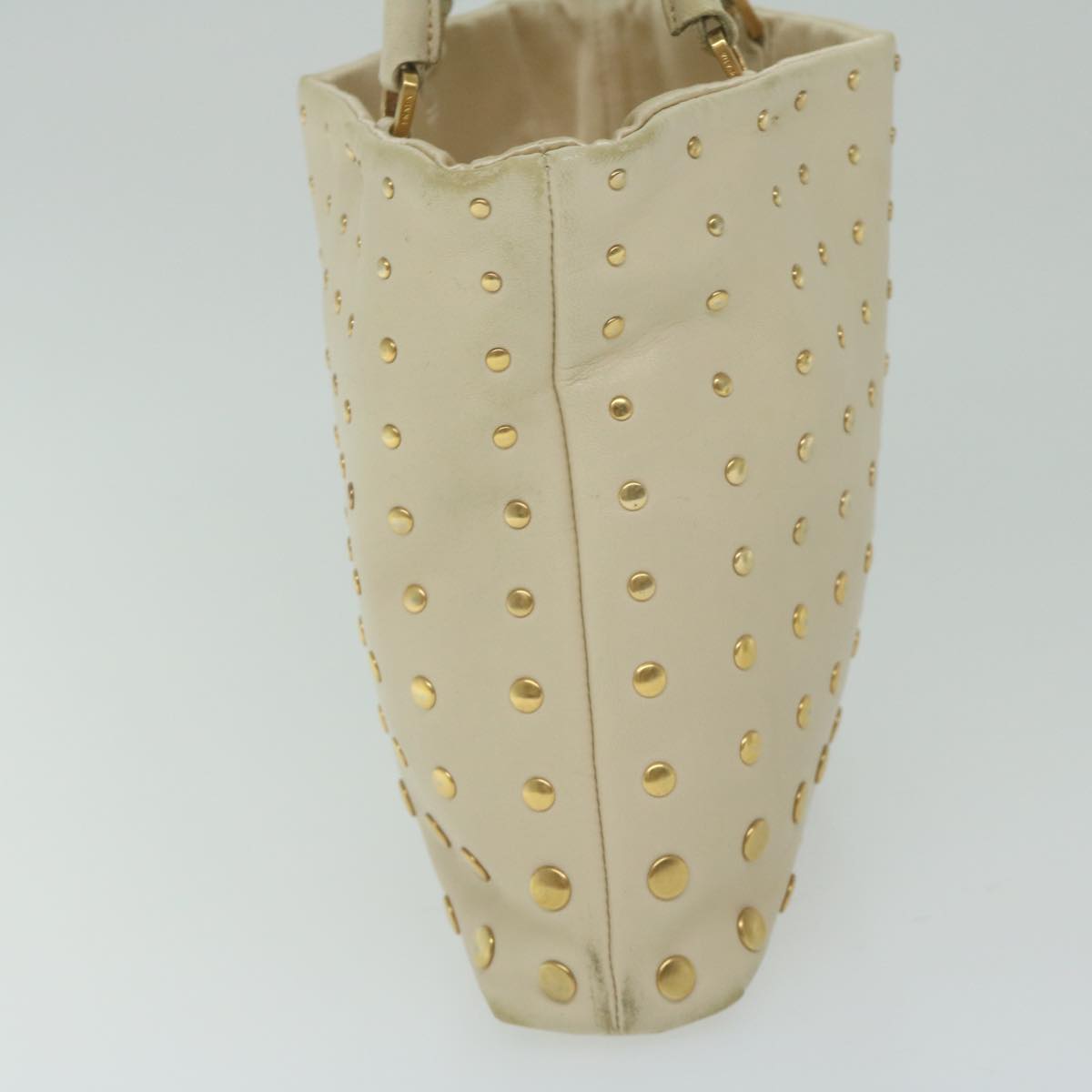 PRADA Hand Bag Leather Beige hk1025